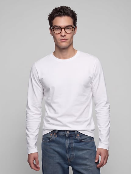 Marc O'Polo DENIM Langarmshirt mit geripptem Rundhalsausschnitt Weiss 4
