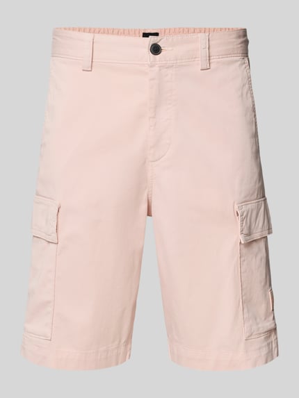 Produktfoto, Relaxed Fit Cargoshorts aus Baumwoll-Mix Modell 'SISLA' von BOSS Orange, Optik: Unifarben, Passform: Relaxed-Fit, Label-Patch, Gürtelschlaufen, Knopf und verdeckter Reißverschluss, seitliche Eingrifftaschen, Gesäßtaschen, Cargotaschen, Material: Baumwoll-Mix, sanfter Rosaton, glatte Textur.