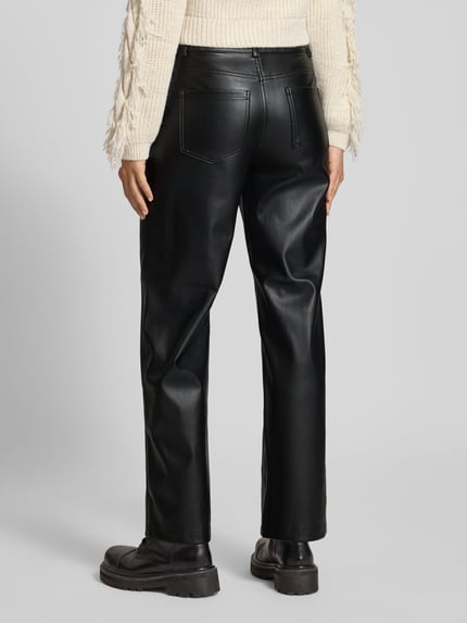 ONLY Wide leg broek in leerlook, model 'KIRI' Zwart - 5