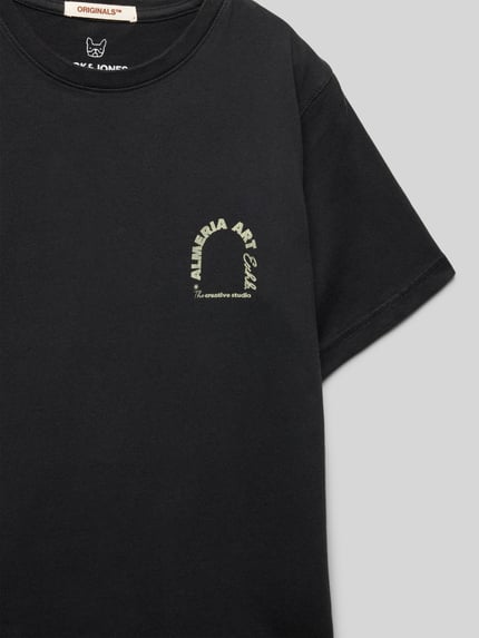 JACK & JONES T-shirt met labelprint, model 'ALMERA' Zwart - 2