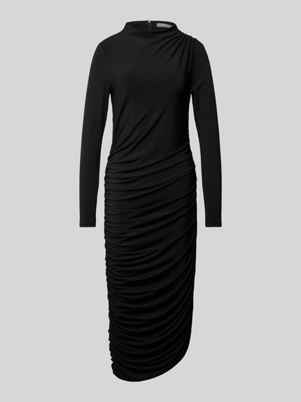 Christian Berg Woman Selection Maxi-jurk met plooien en opstaande kraag Zwart - 2