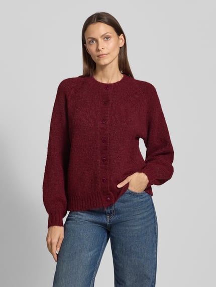 FREE/QUENT Loose fit gebreid jack met wol Model 'Luisa' Bordeaux - 4