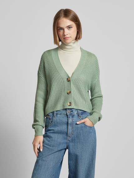 ONLY Cropped Cardigan mit Knopfleiste Modell 'CAROL' Mint 4