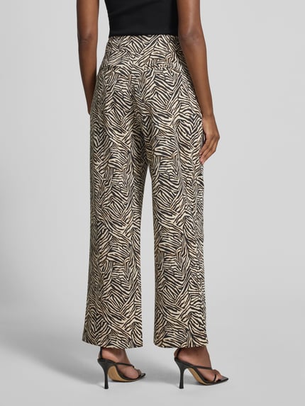 ICHI Wide leg stoffen broek met bandplooien, model 'KATE' Zwart - 5