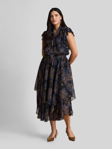 Lauren Ralph Lauren Maxikleid mit Bindeschleife am Ausschnitt Marine 6