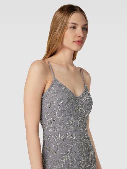 Lace & Beads Avondjurk met pailletten Zilver - 3