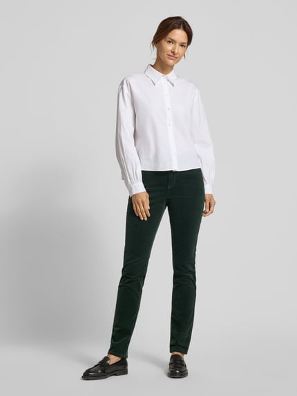 Christian Berg Woman Slim fit corduroy broek in 5-pocketmodel Donkergroen - 1