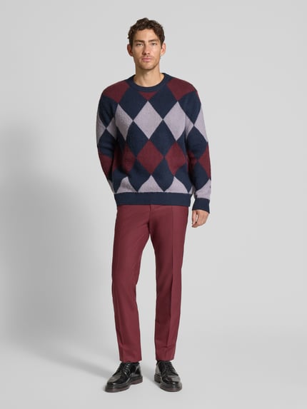 Wood Wood Strickpullover mit gerippten Abschlüssen Modell 'Jan' Marine 1