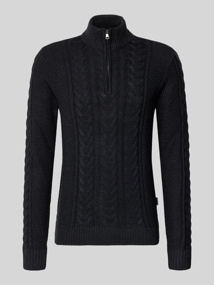 Blend Gebreide pullover met ritssluiting, model 'BASIM' Antraciet - 2