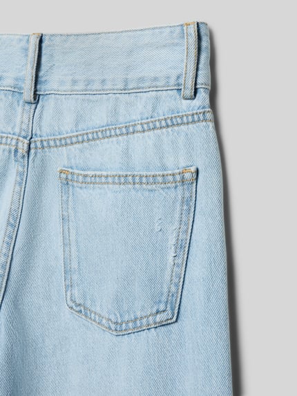 Productfoto, lichtblauwe kinderen wide leg broek van puur katoen, regular fit, used-look, label in reliëf, 5-pocketmodel, model 'KOGMOTT' van Only