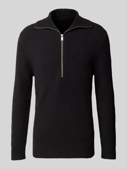 DRYKORN Regular Fit Strickpullover aus elastischem Baumwoll-Mix Black 1