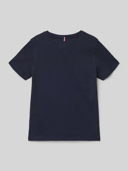 Produktfoto, Regular Fit T-Shirt aus reiner Baumwolle von Tommy Hilfiger, Kinder T-Shirt in Dunkelblau, Rundhalsausschnitt, Logo-Print.