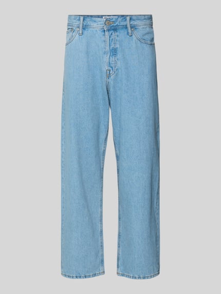 Produktfoto, jasnoniebieski denim, prosty luźny krój, pięć kieszeni, Jeans mit 5-Pocket-Design Modell 'ALEX' von JACK & JONES z czystej bawełny