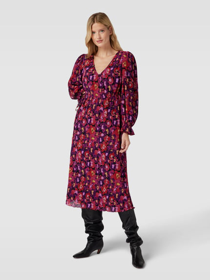 Fabienne Chapot Midikleid mit Allover-Muster Modell 'Pauline' Hellrot 4