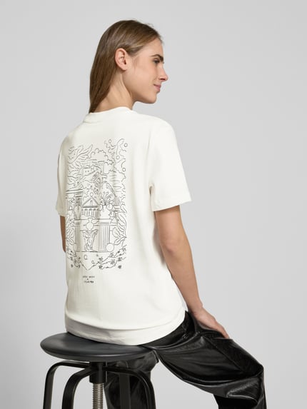 Selected T-shirt z nadrukiem z napisem model ‘RELA COLWOMAN’ Biały 3
