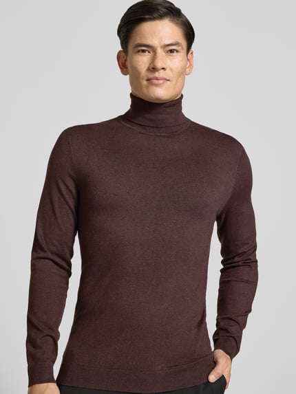 MCNEAL Slim Fit Rollkragenpullover aus Viskose-Mix Schlamm Melange 3