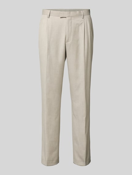 MCNEAL Regular fit bandplooibroek met structuurmotief Beige - 2
