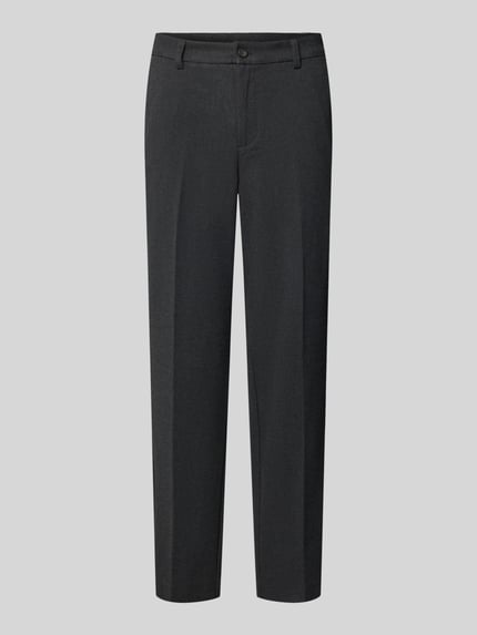 Produktfoto, Straight Fit Stoffhose mit Viskose-Anteil von Lindbergh in Dunkelgrau, elastischer Material-Mix, Bügelfalten, Vorderansicht
