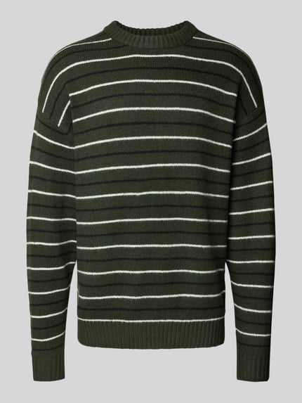JACK & JONES Strickpullover mit Streifenmuster Modell 'SOHO OLLIE' Oliv 2