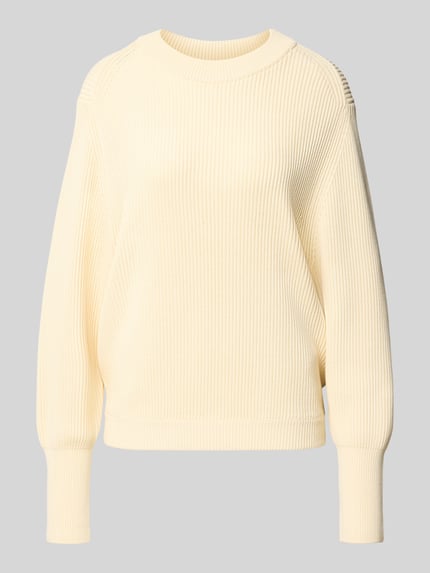 Produktfoto, Relaxed Pullover mit Viskose-Anteil von Victoria Beckham, mieszanka bawełny i wiskozy, krój relaxed fit, imitacja dzianiny, szerokie zakończenia rękawów, okrągły dekolt, długość tyłu w rozmiarze S: 59 cm, szerokość w rozmiarze S: 53 cm, długość rękawów w rozmiarze S: 65 cm