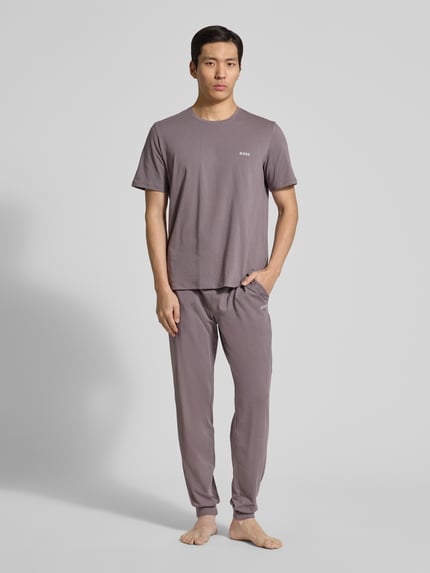 BOSS Regular Fit T-Shirt aus Baumwoll-Mix Taupe 1