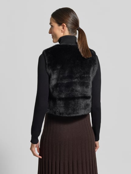 ZABAIONE Regular fit bodywarmer van imitatiebont in effen design Zwart - 5
