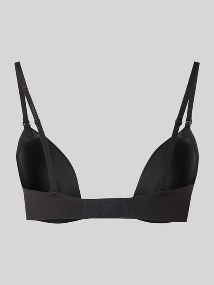 Produktfoto, schwarzer BH mit verstellbaren Trägern Modell 'MONOWIRE' von Calvin Klein Underwear, Label-Detail, Hakenverschluss, Material-Mix mit Stretch-Anteil, körpernahe Passform