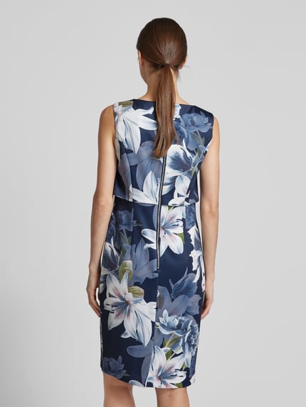 Christian Berg Cocktail Knielange cocktailjurk in laagjeslook Donkerblauw - 5