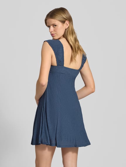 ONLY Tailliertes Minikleid mit Raffung Modell 'HELDA' Jeansblau 5