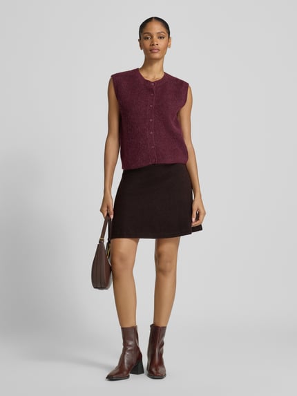 Neo Noir Minirok met wol model 'Gisa' Donkerbruin - 1