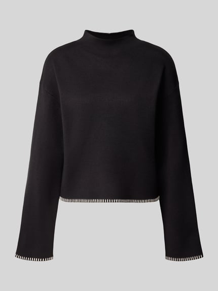 Jake*s Collection Pullover mit Kontraststreifen am Saum Black 2