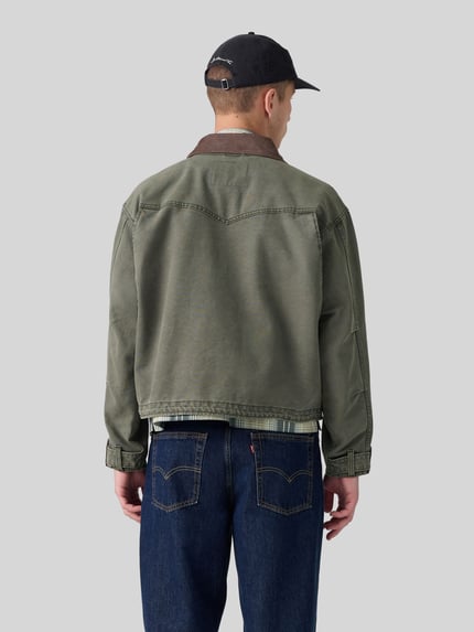 Levi's® Relaxed Fit Jeansjacke aus reiner Baumwolle Modell 'HILLTOP' Oliv 5