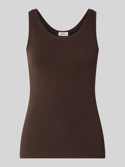 Produktfoto, Slim Fit Tanktop aus Baumwoll-mix von s.Oliver RED LABEL in Dunkelbraun, glatte Oberfläche, ärmellos, Damen Tanktop