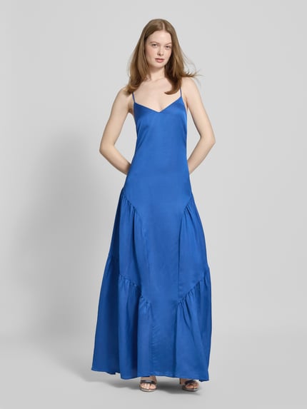 Lauren Ralph Lauren Tailliertes Abendkleid aus Viskose-Leinen-Mix Modell 'VITHYA' Blau 1