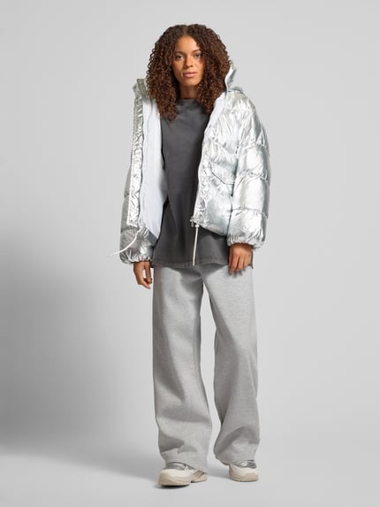 ONLY Boxy fit gewatteerd jack met metallic glanzende bovenmateriaal, model 'PEARL' Zilver - 1