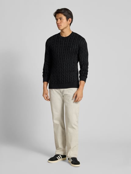 Replay Strickpullover mit gerippten Abschlüssen Black 1