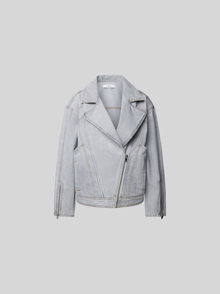 Iro Oversized Jeansjacke mit Eingrifftaschen Hellgrau 2