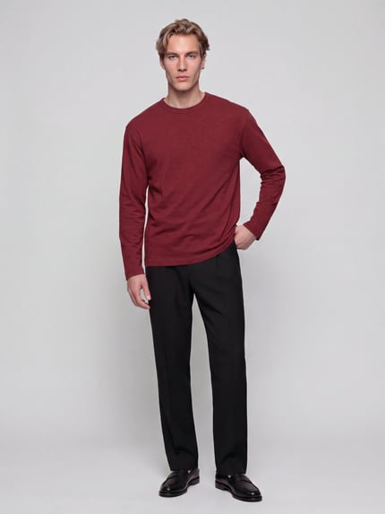 Marc O'Polo DENIM Langarmshirt mit geripptem Rundhalsausschnitt Bordeaux 1