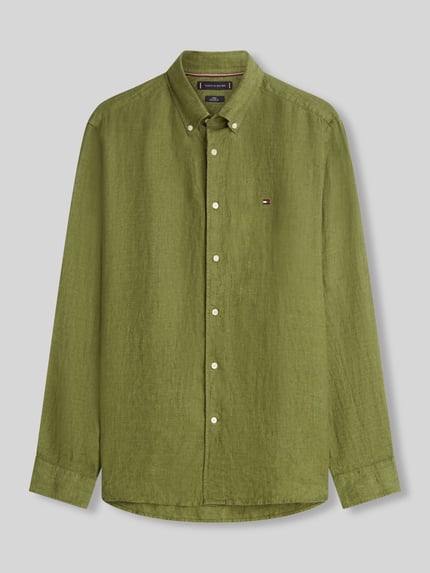 Tommy Hilfiger Koszula casualowa o kroju regular fit z czystego lnu Khaki 2