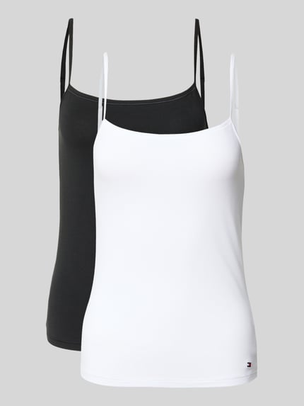 Tommy Hilfiger Regular fit top met bandjes van katoenmix in een set van 2 stuks Zwart - 1