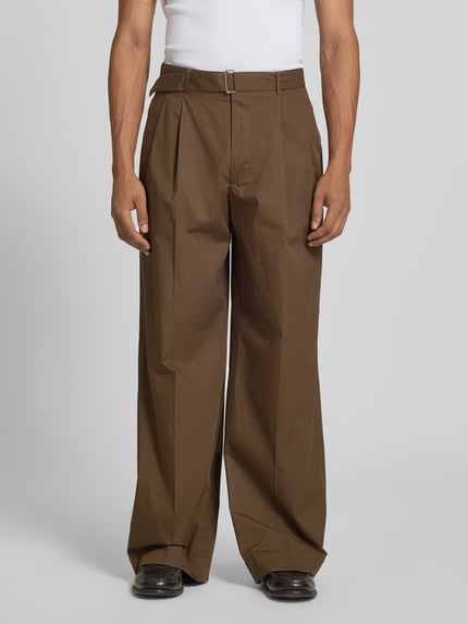 Officine Générale Loose Fit Stoffhose mit Kellerfalten Mittelbraun 4