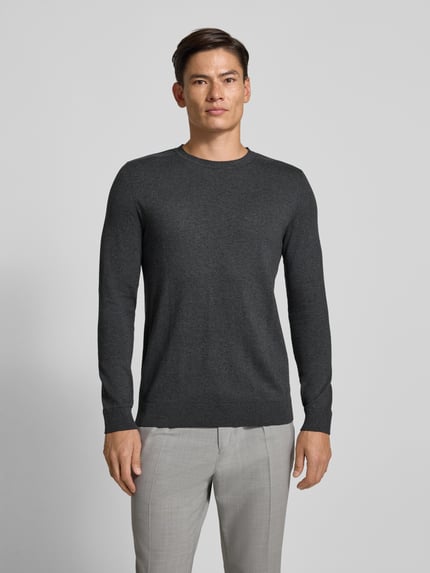 Selected Regular Fit Strickpullover aus reiner Baumwolle Modell 'BERG' Dunkelgrau 4