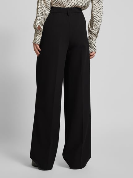 MAC Wide leg stoffen broek met bandplooien, model 'Chaja' Zwart - 5