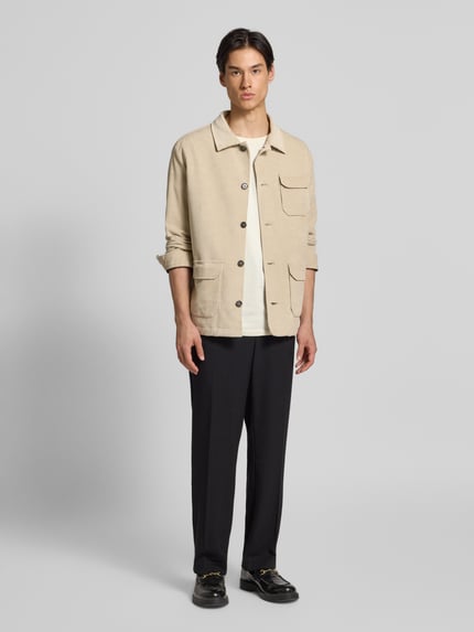 Zuitable Regular fit overshirt met platte kraag, model 'John' Beige - 1