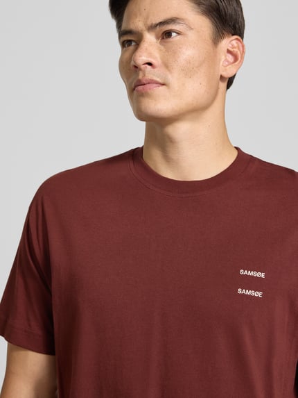 Samsøe Samsøe T-shirt z czystej bawełny o kroju regular fit model 'JOEL' Bordowy 3