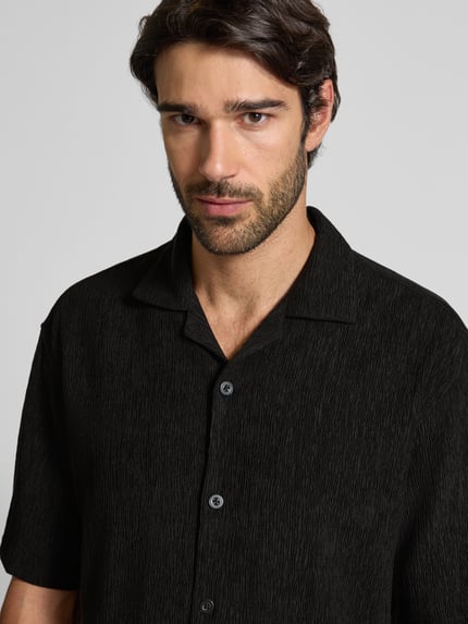 Jake*s Studio Men Regular Fit Freizeithemd mit Reverskragen Black 3