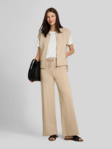 Tom Tailor Wide leg culotte van katoenmix met aandeel zijde Beige - 1