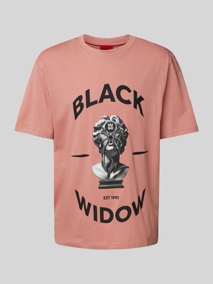 HUGO Oversized T-Shirt mit Rundhalsausschnitt Modell 'Dostalgi' Lachs 2