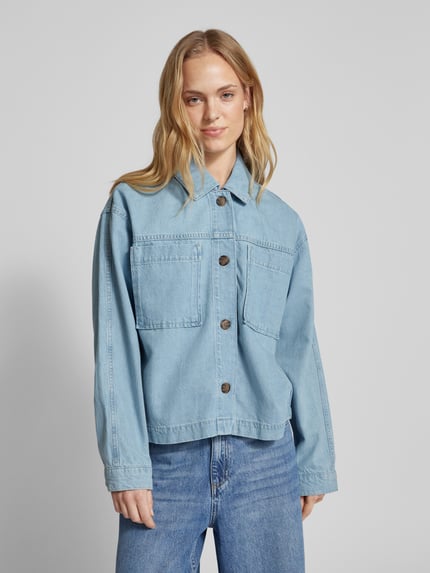 Jake*s Casual Jeansbluse mit aufgesetzten Brusttaschen Hellblau 4