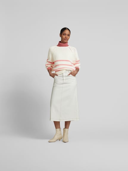Juvia Oversize’owy sweter z wełny o dzianinowym wyglądzie Beżowy 1